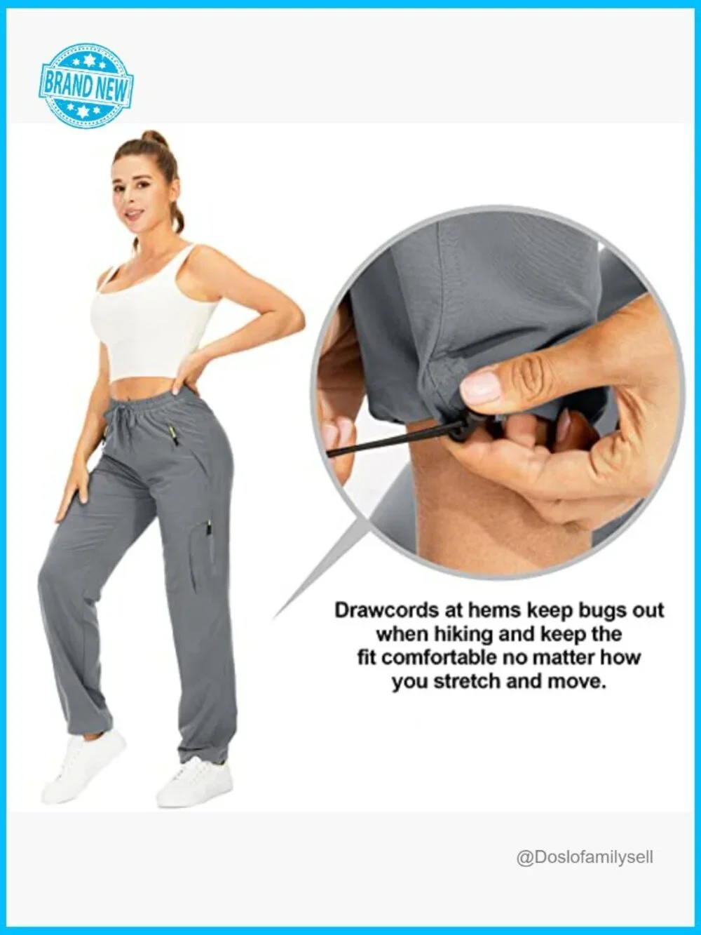 Hiking Cargo Pants Quick Dry UPF 50 Lightweight Travel Golf with Zipper Pockets
